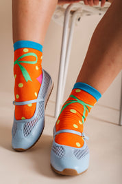 ORANGE BOW DOT SOCKS