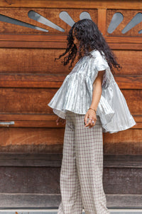 Mushroom Top in Silver Metallic