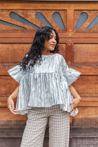 Mushroom Top in Silver Metallic