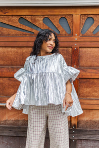 Mushroom Top in Silver Metallic