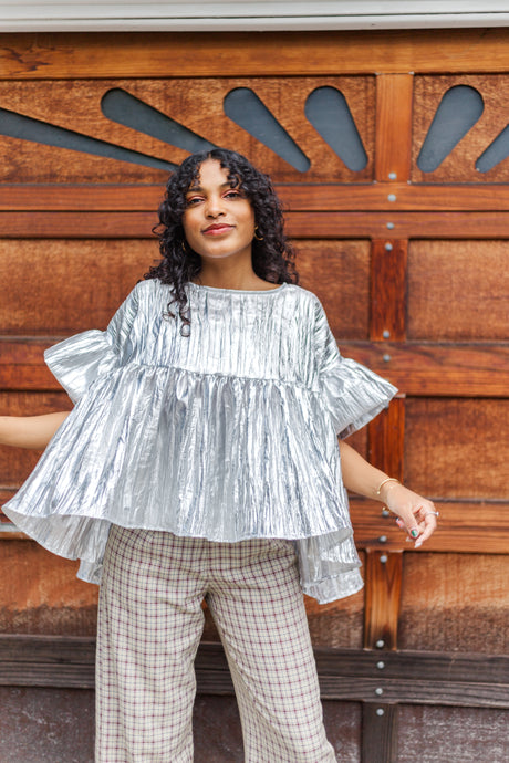 Mushroom Top in Silver Metallic