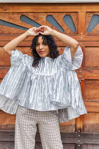 Mushroom Top in Silver Metallic