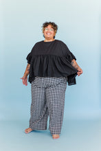 Mid Easy Pant in Black/Tan Gingham Cotton Linen