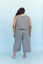 Mid Easy Pant in Black/Tan Gingham Cotton Linen