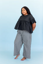 Mid Easy Pant in Black/Tan Gingham Cotton Linen