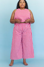 Mid Easy Flare in Red/White Gingham Cotton Linen