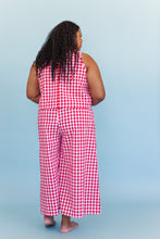 Mid Easy Flare in Red/White Gingham Cotton Linen