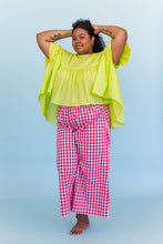 Mid Easy Flare in Red/White Gingham Cotton Linen
