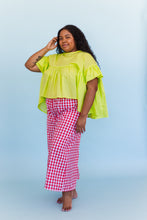 Mid Easy Flare in Red/White Gingham Cotton Linen