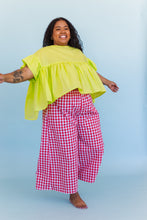 Mid Easy Flare in Red/White Gingham Cotton Linen