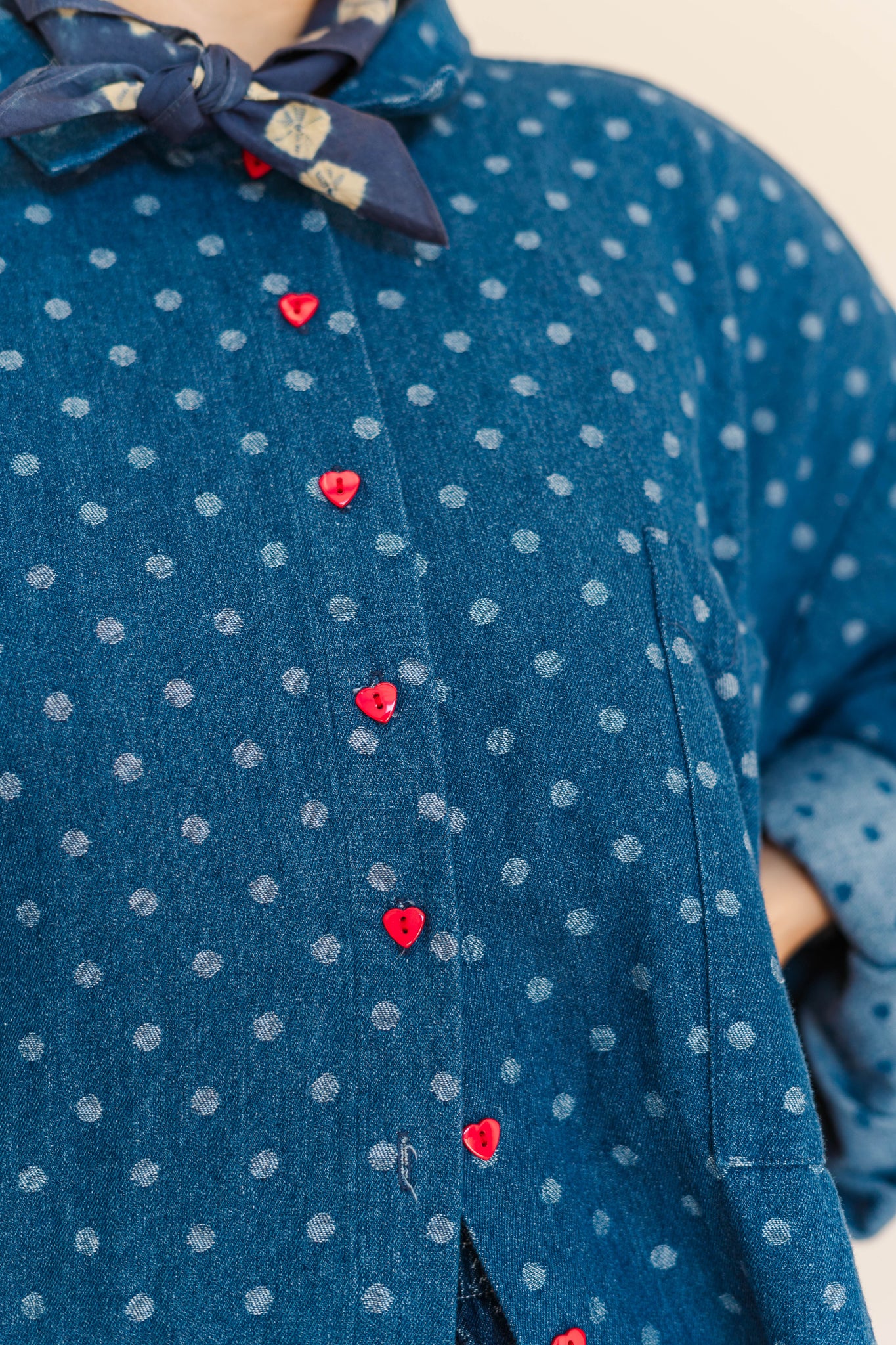 POLKA DOT DENIM SOFT VOLUME SHIRT DRESS – Nettle Studios
