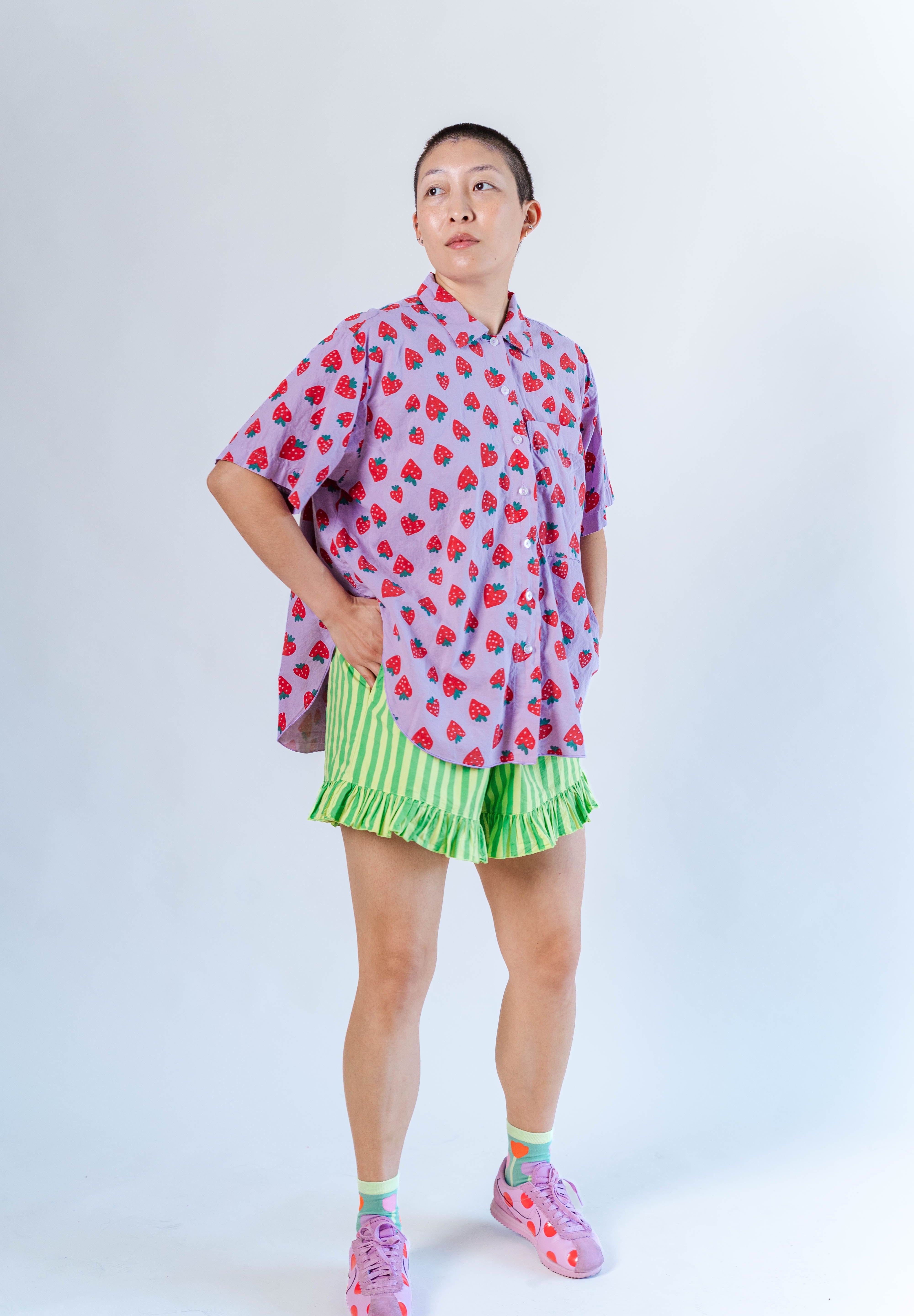 PURPLE STRAWBERRY TULIP TOP