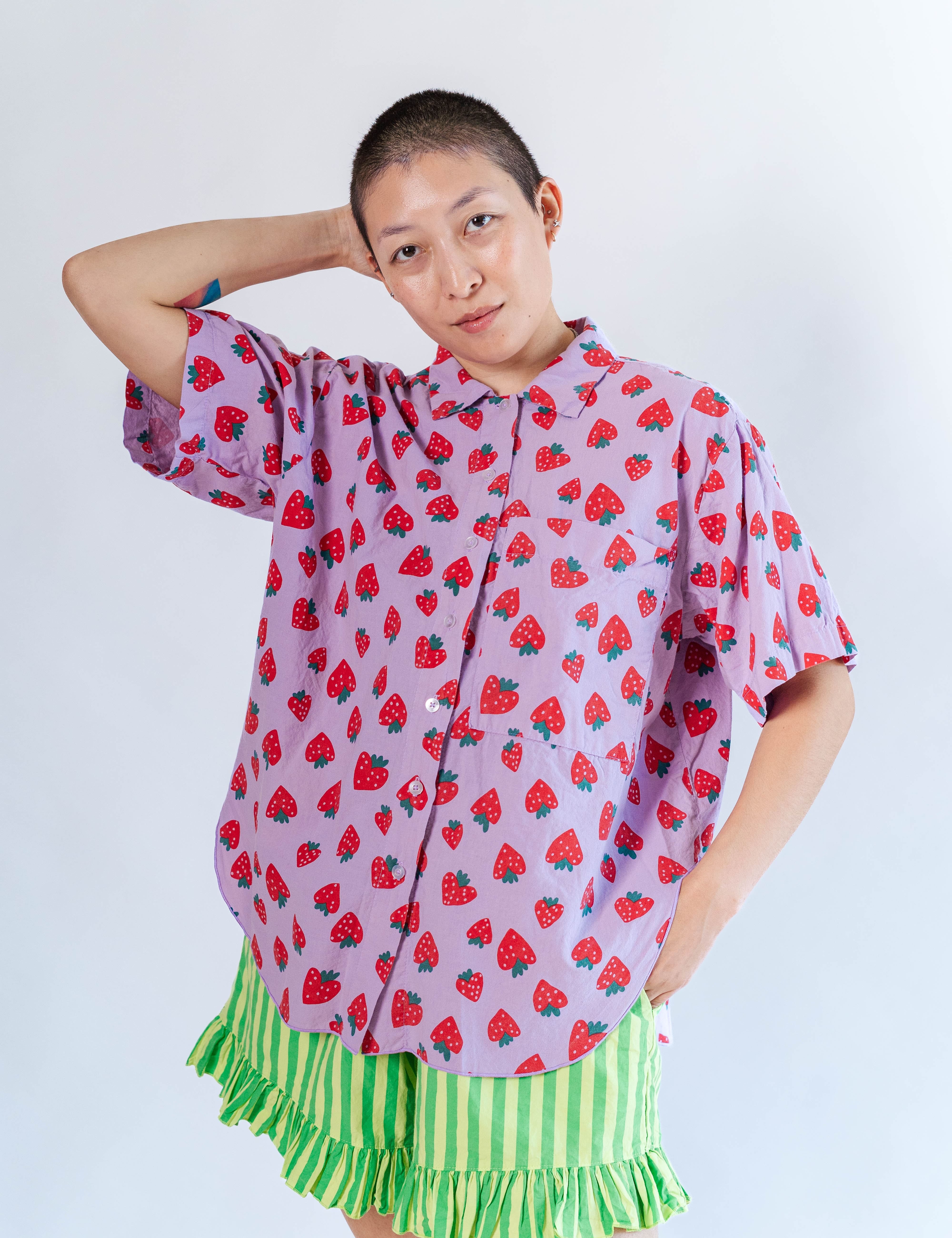 PURPLE STRAWBERRY TULIP TOP