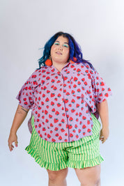 PURPLE STRAWBERRY TULIP TOP