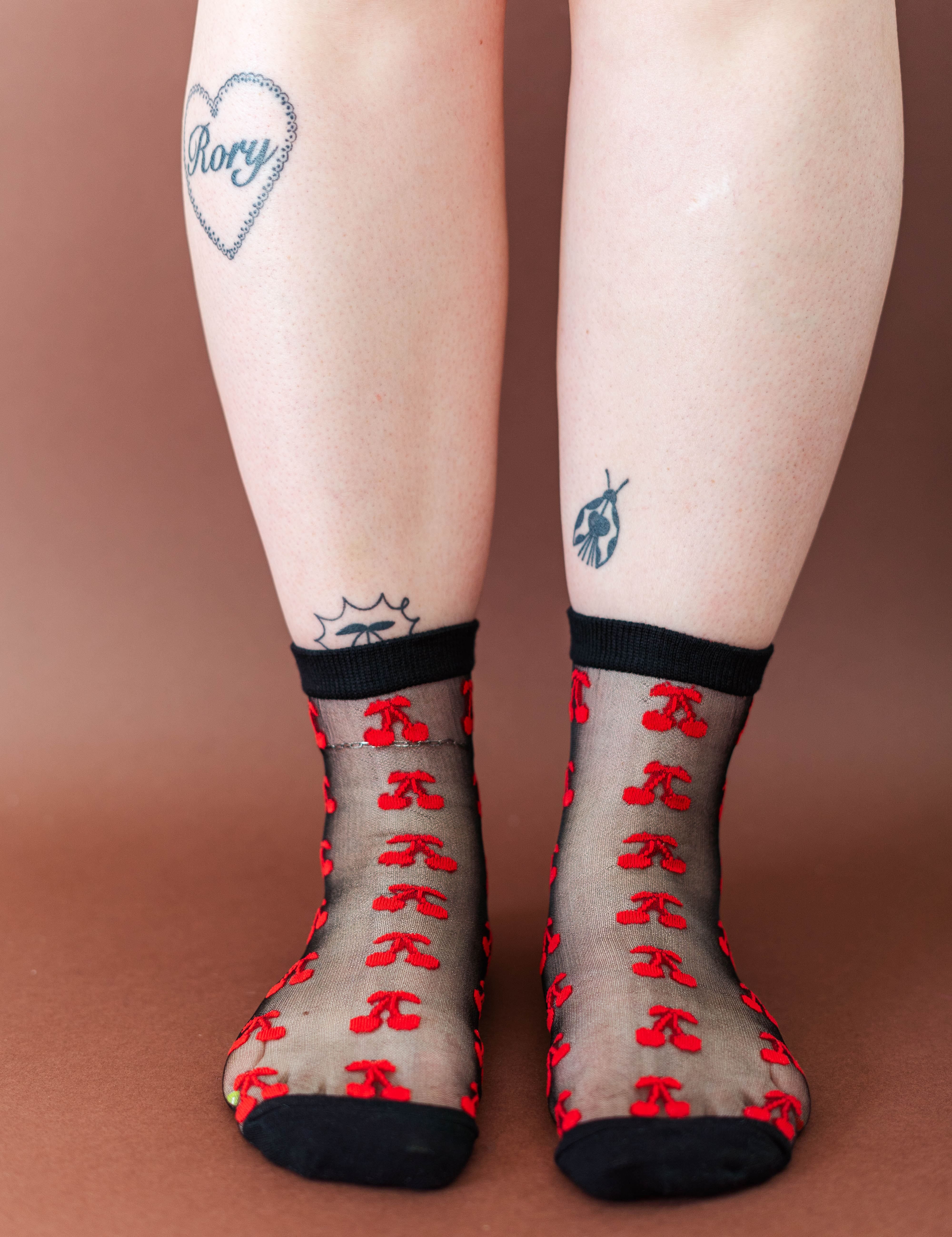 SHEER GOTH CHERRY SOCKS