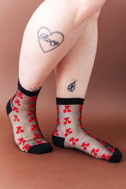 SHEER GOTH CHERRY SOCKS