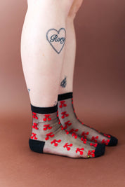 SHEER GOTH CHERRY SOCKS