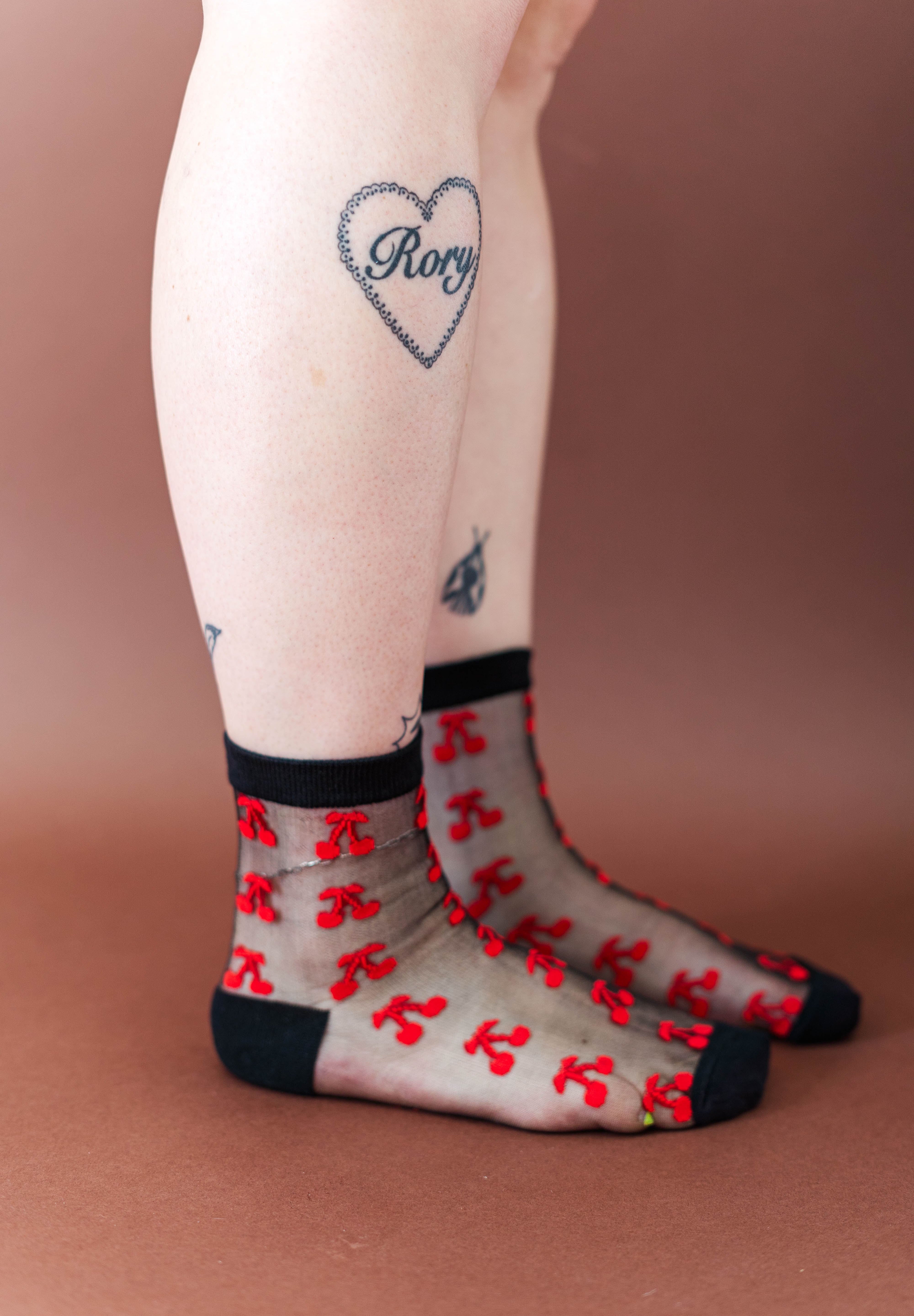 SHEER GOTH CHERRY SOCKS