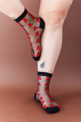SHEER GOTH CHERRY SOCKS