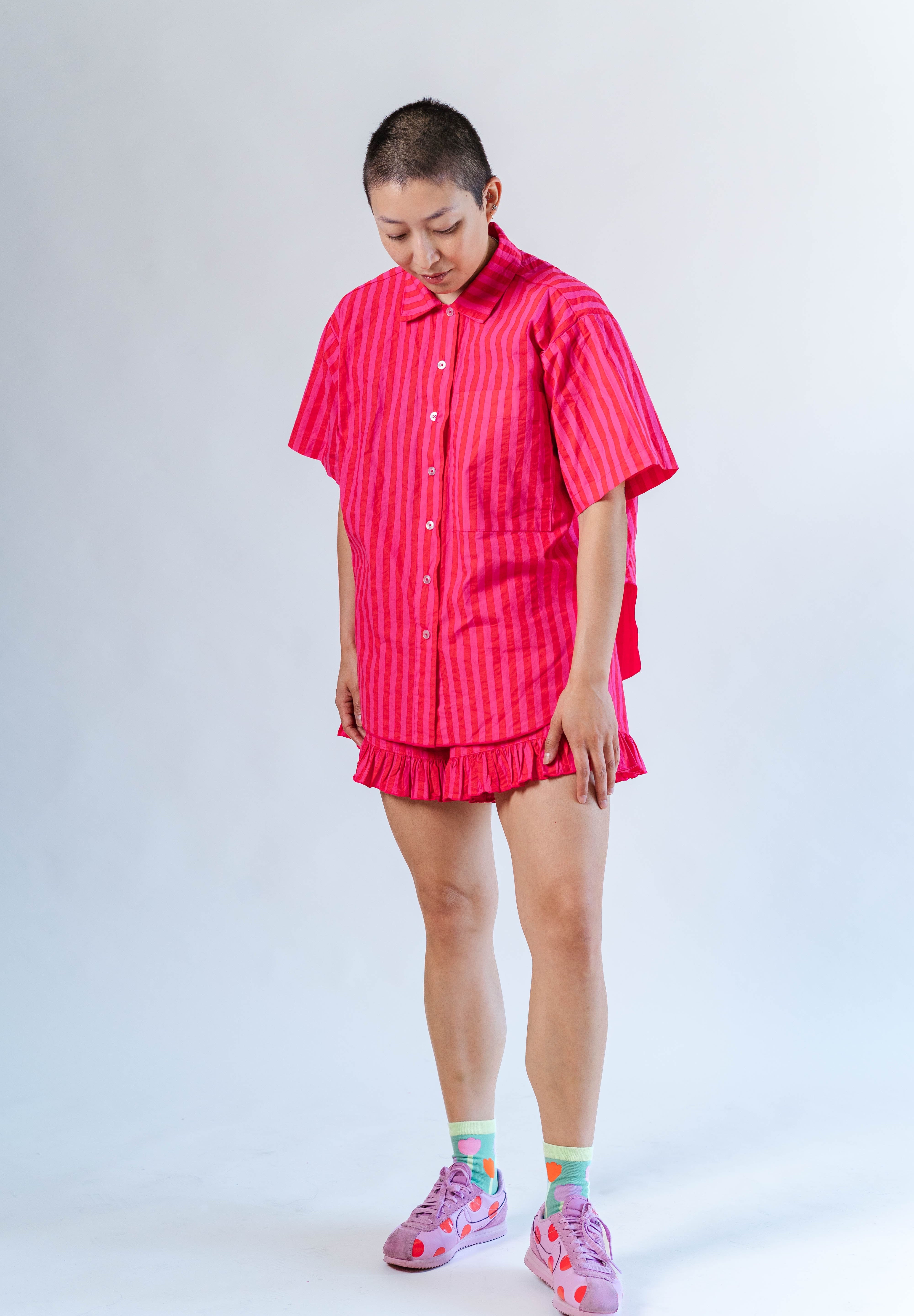 SOUR CHERRY STRIPED TULIP TOP