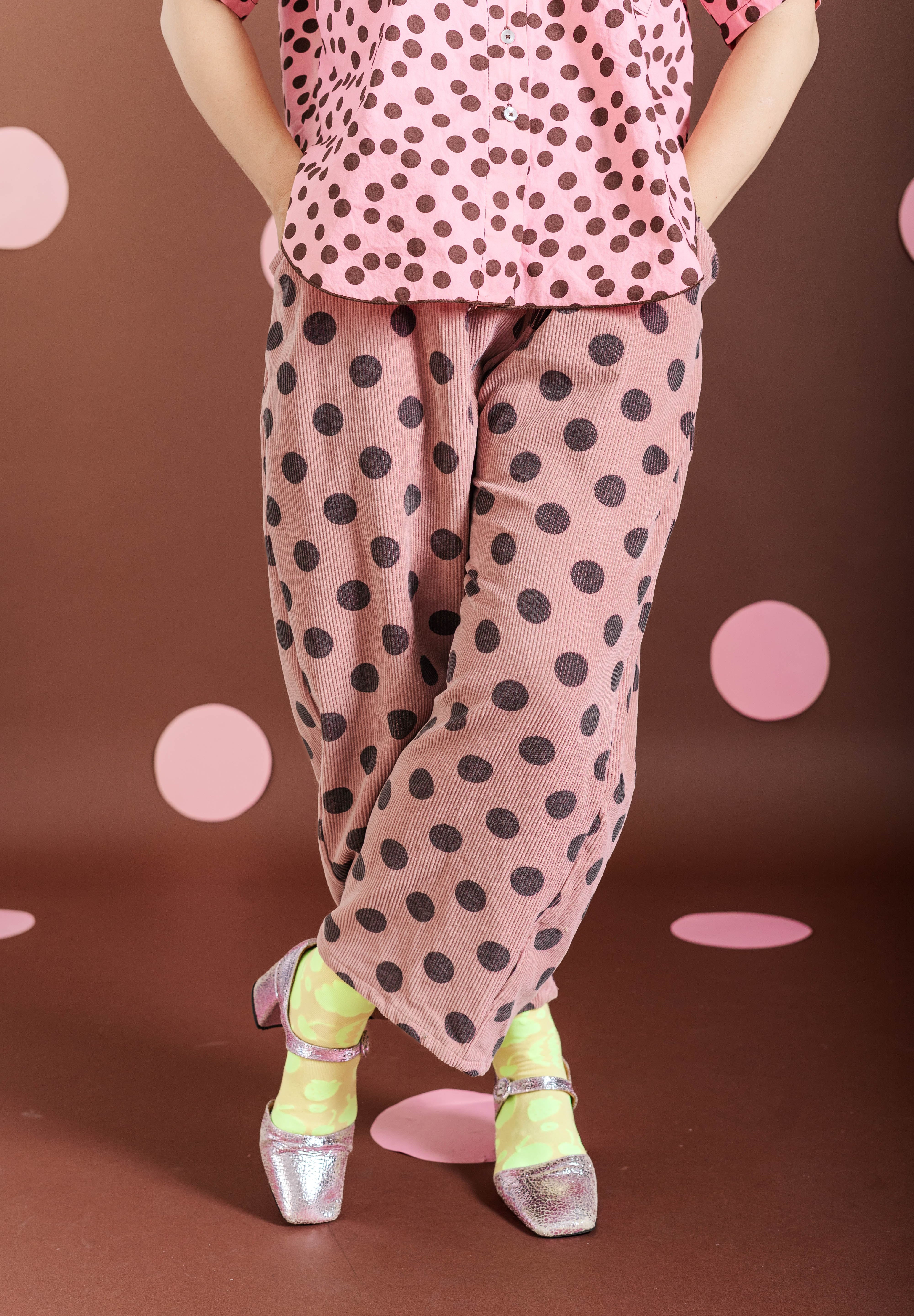 STRAWBERRY DOT CORDUROY BALLOON PANTS
