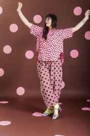STRAWBERRY DOT CORDUROY BALLOON PANTS