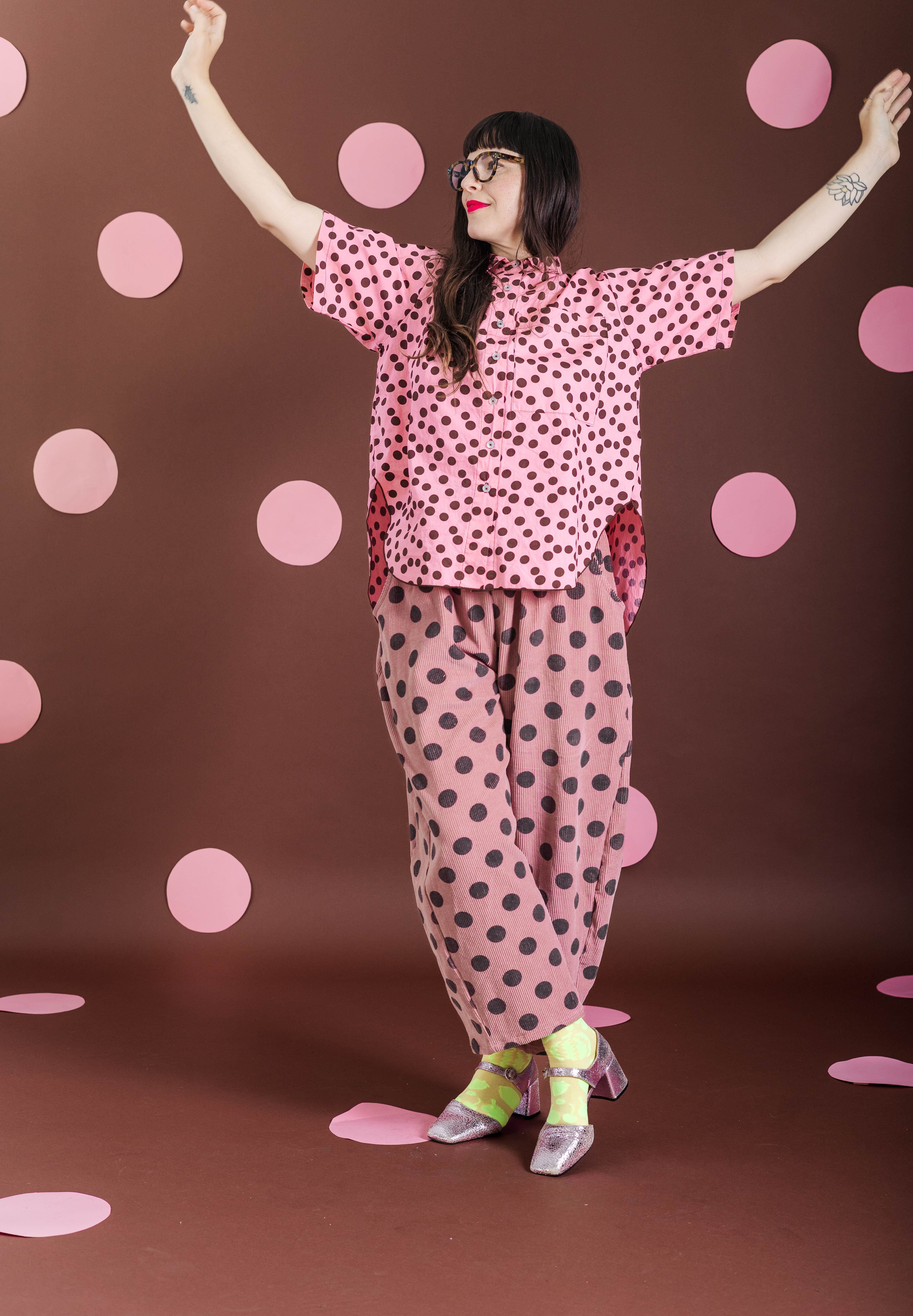 STRAWBERRY DOT CORDUROY BALLOON PANTS