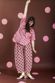 STRAWBERRY DOT CORDUROY BALLOON PANTS