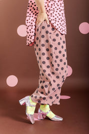 STRAWBERRY DOT CORDUROY BALLOON PANTS