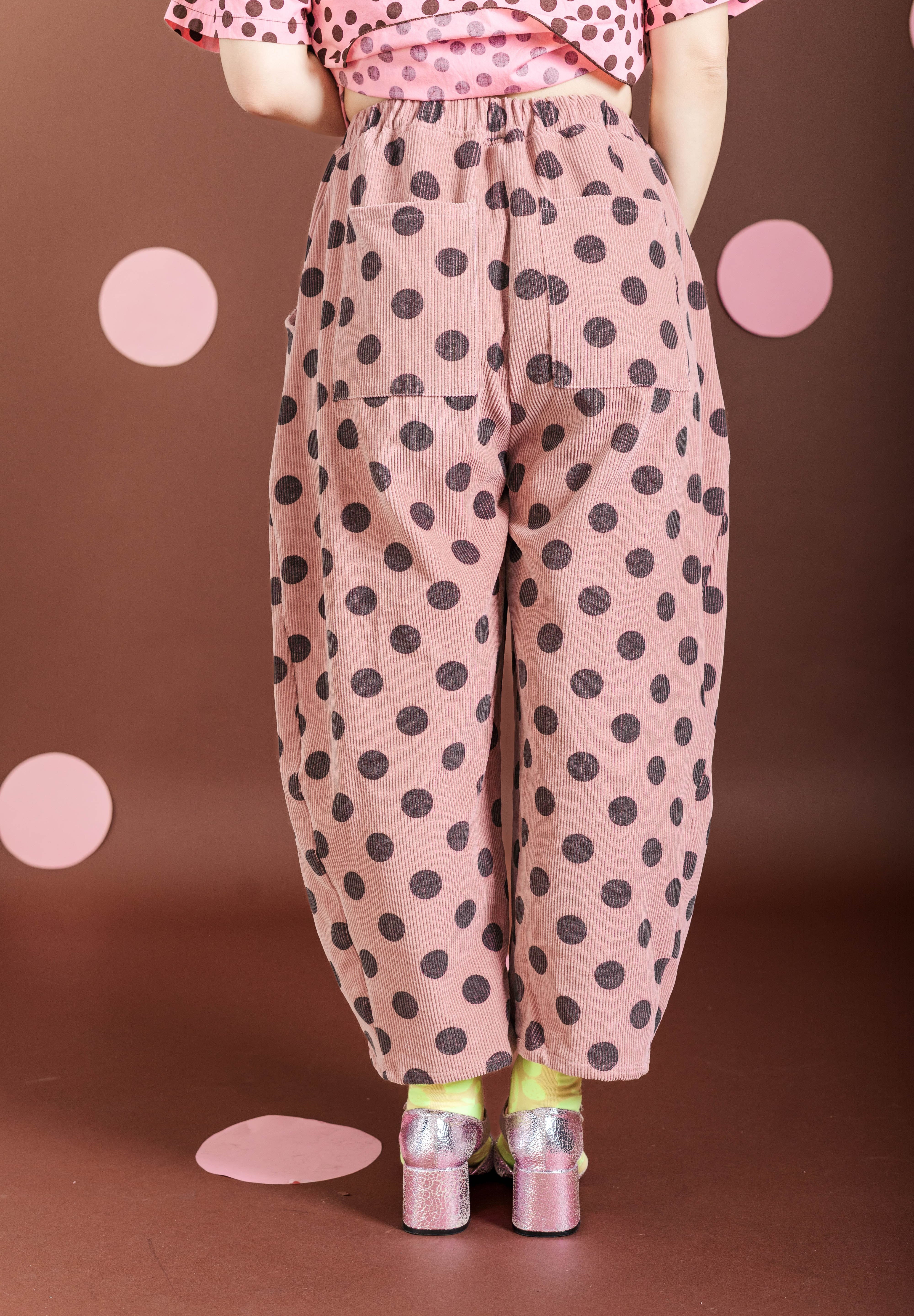 STRAWBERRY DOT CORDUROY BALLOON PANTS
