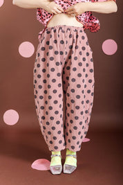 STRAWBERRY DOT CORDUROY BALLOON PANTS