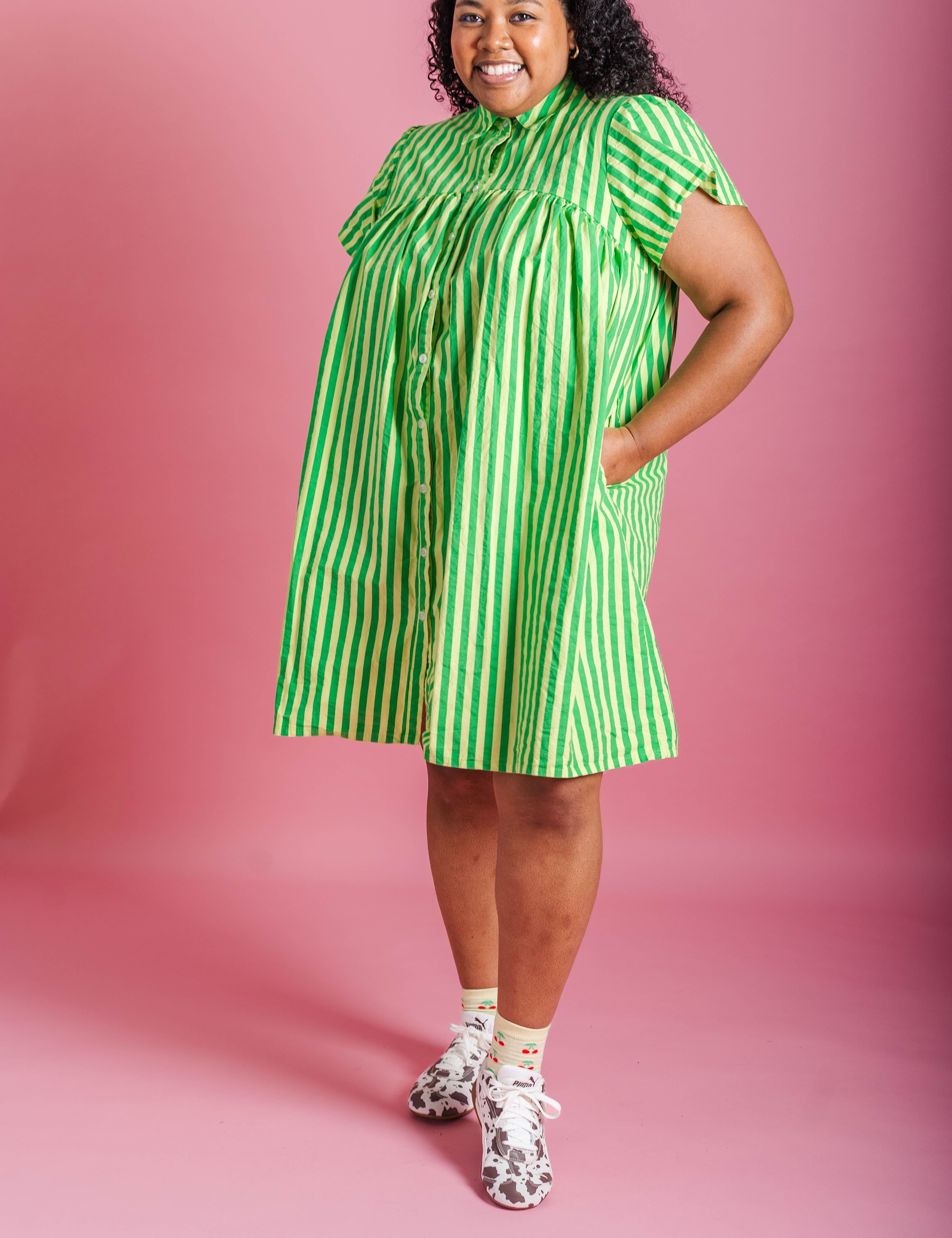 SOUR WATERMELON BUTTON MUSHROOM DRESS