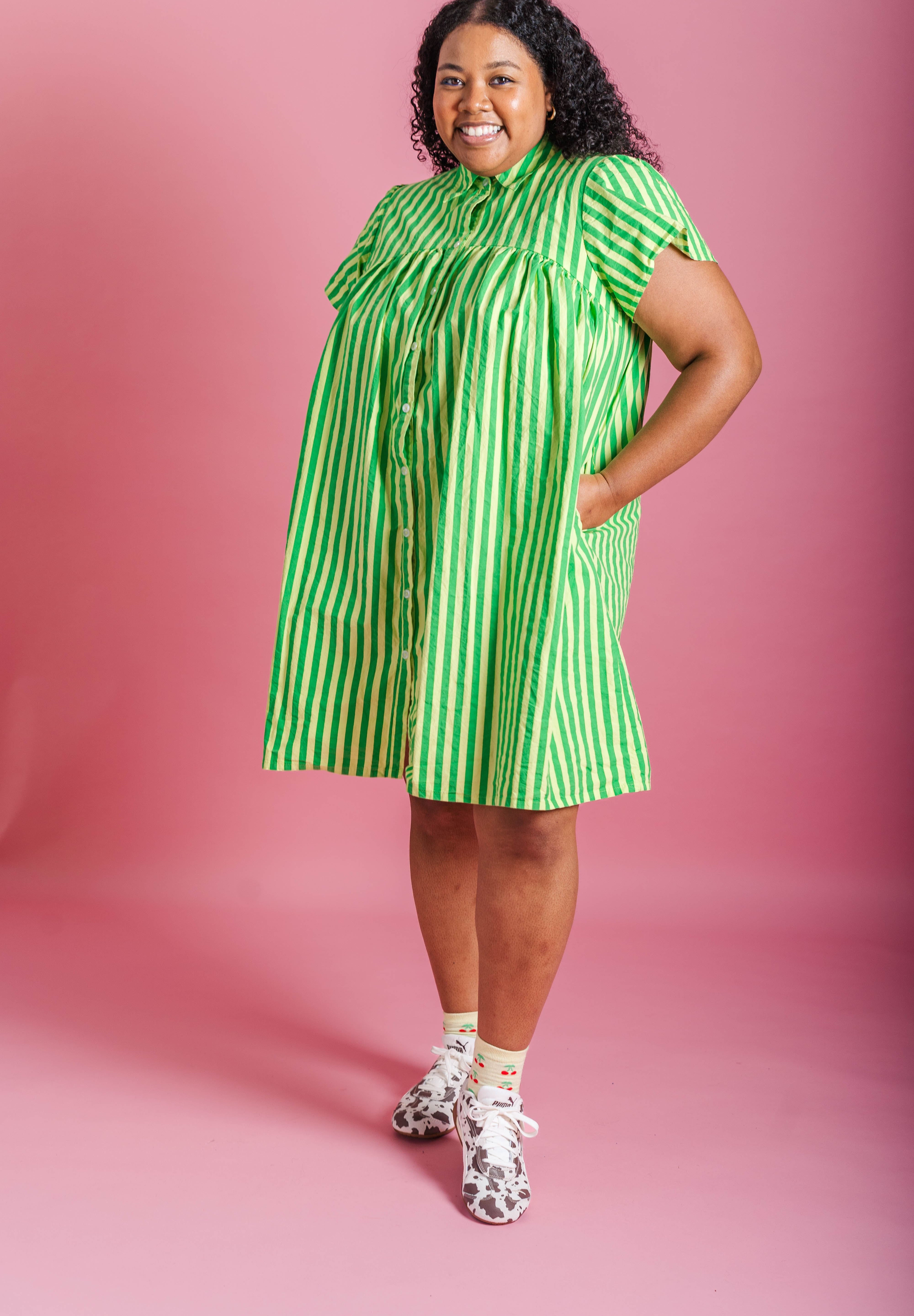 SOUR WATERMELON BUTTON MUSHROOM DRESS