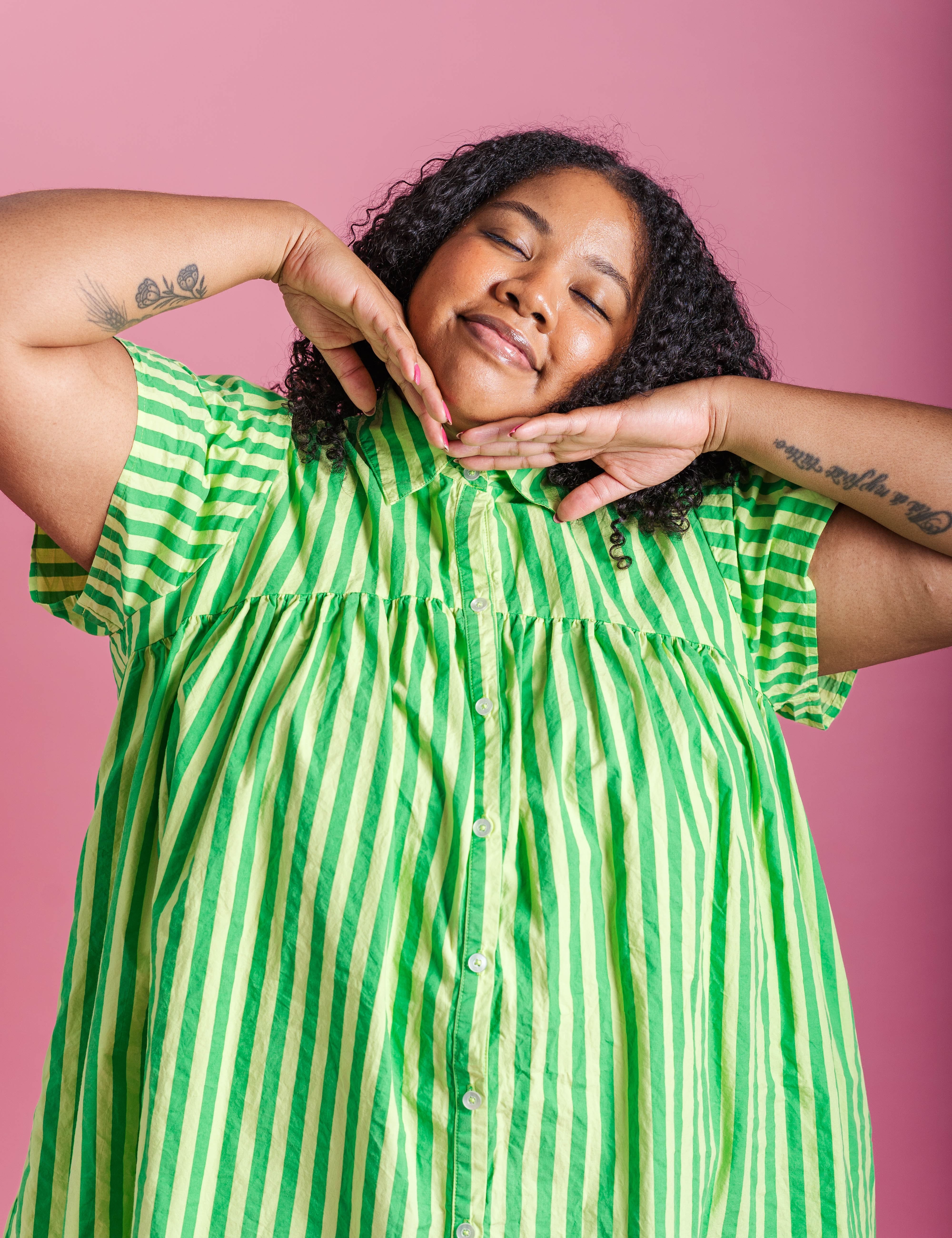 SOUR WATERMELON BUTTON MUSHROOM DRESS