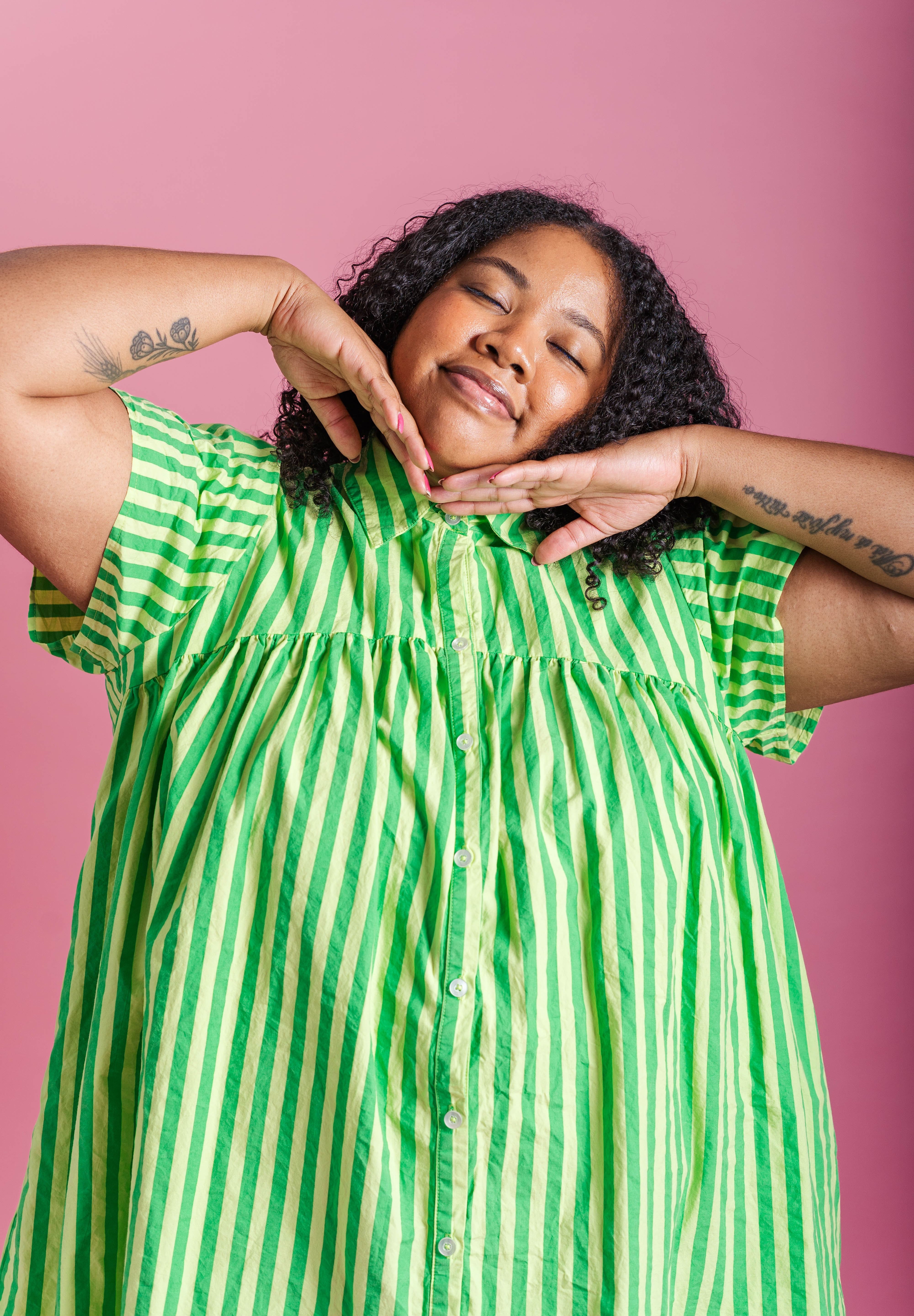 SOUR WATERMELON BUTTON MUSHROOM DRESS