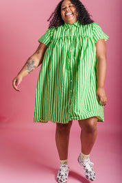SOUR WATERMELON BUTTON MUSHROOM DRESS