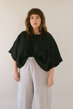 Super Wide Crop Top In Black Linen