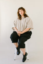 Super Wide Crop Top In Oatmeal Linen