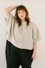 Super Wide Crop Top In Oatmeal Linen