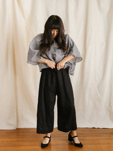 Mid Easy Pant in Black Linen (RTS)