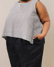 Side Panel Tank in Printed Gingham Linen