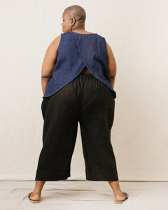 Mid Easy Pant in Black Linen (RTS)