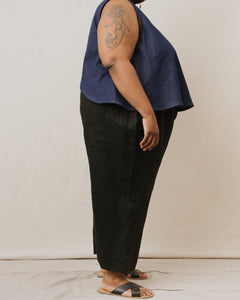 Mid Easy Pant in Black Linen (RTS)