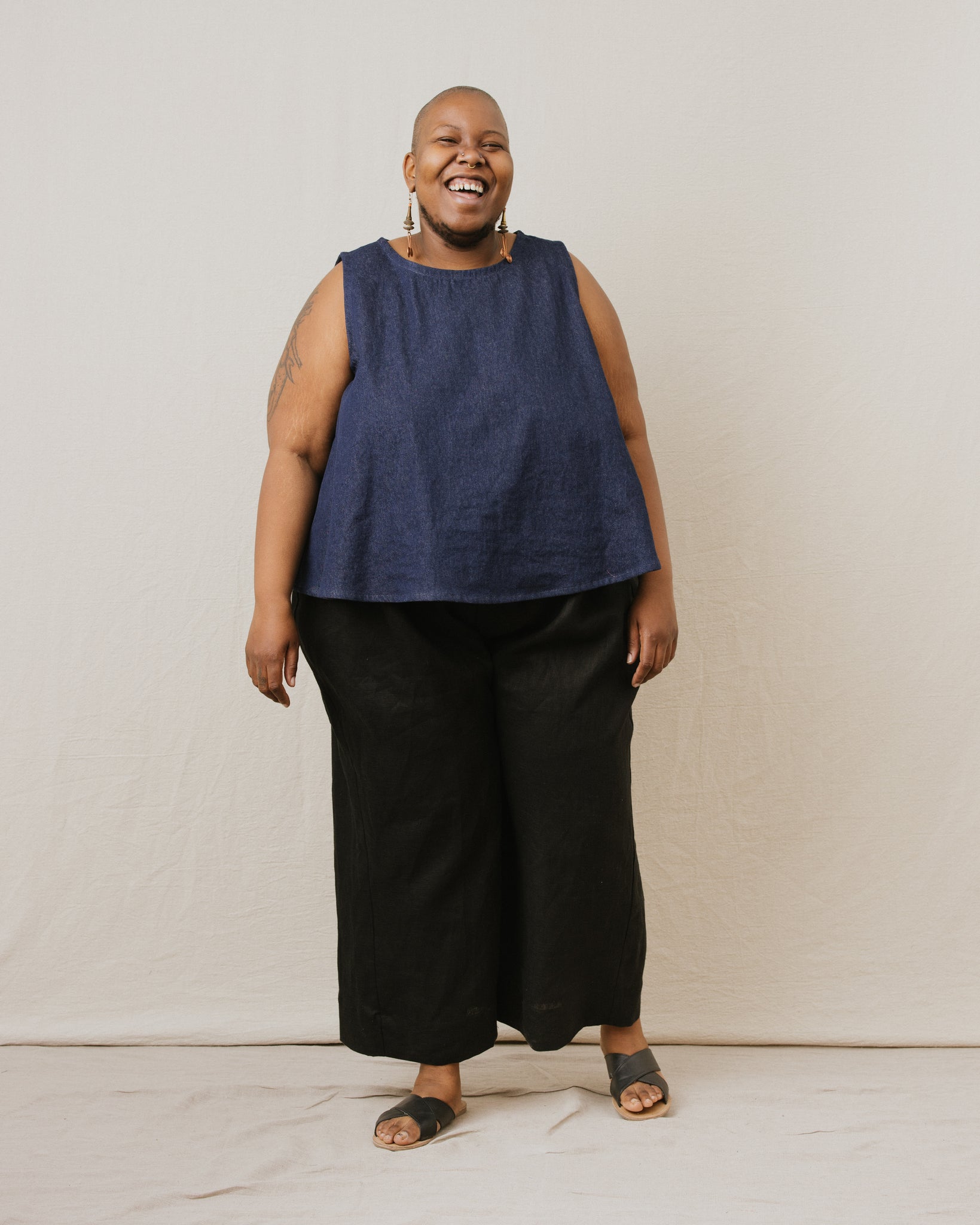 Black linen plus size pants sale