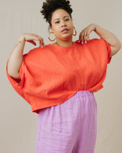 Super Wide Crop Top In Papaya Linen