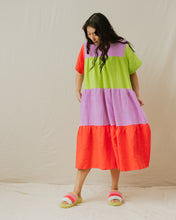 Tiered Dress in Rainbow Sherbet Linen