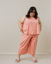 Petal Tank in Peach Plaid