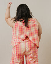 Petal Tank in Peach Plaid