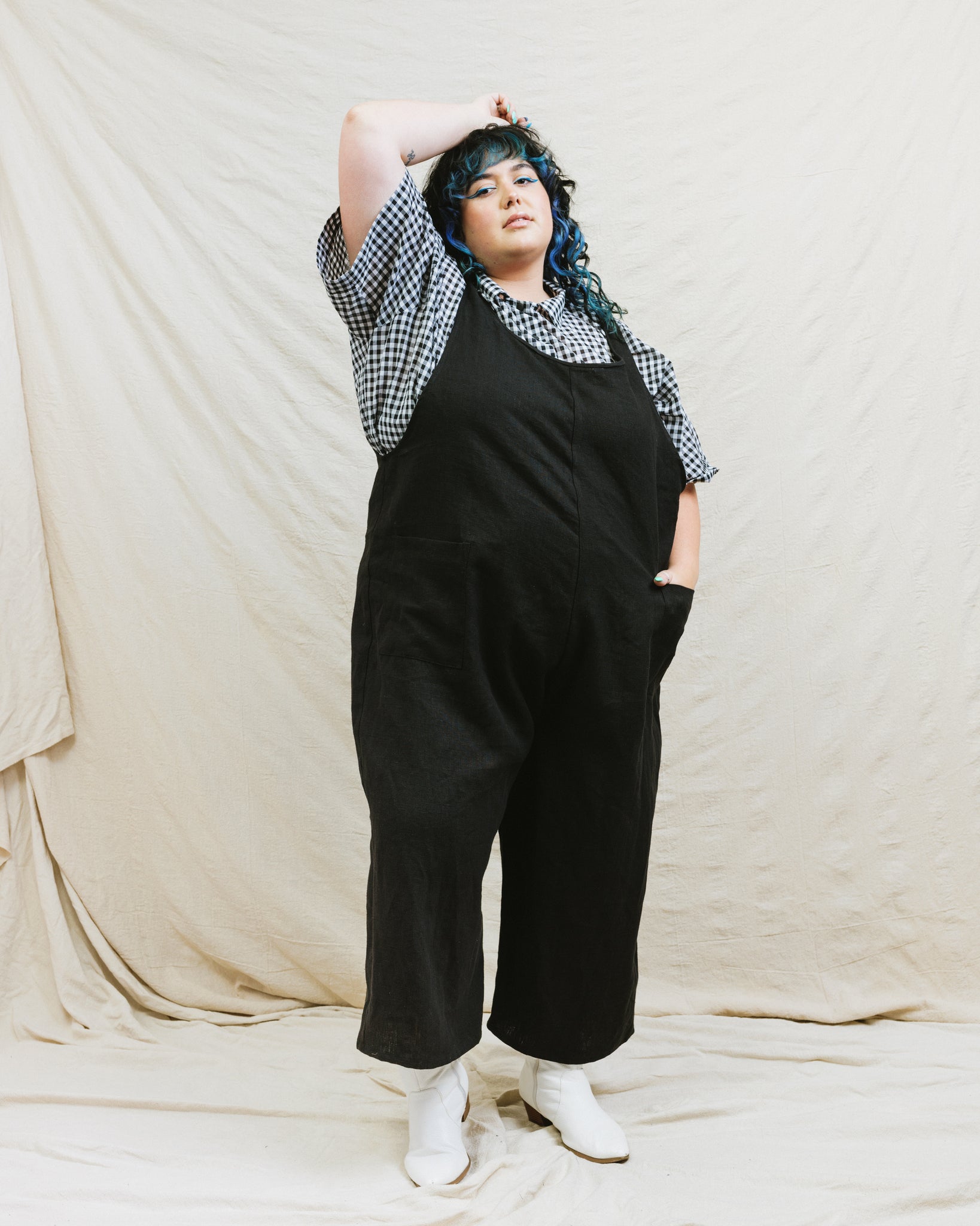 Black overalls linen outlet