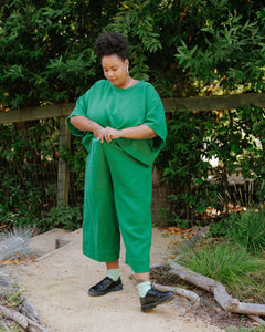 Mid Easy Pant in Kelly Green Linen